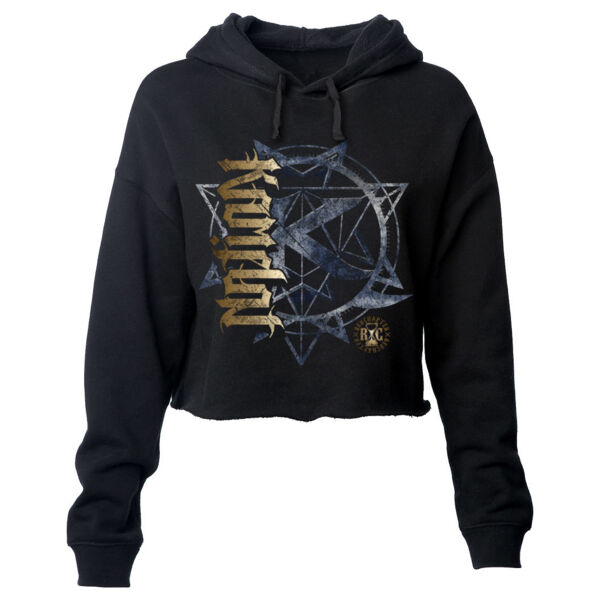 KAMELOT NATION AMBIGRAM - ULTRA PREMIUM WOMEN'S CROPPED PULLOVER HOODIE - SOLID GRAPHITE BLACK Thumbnail