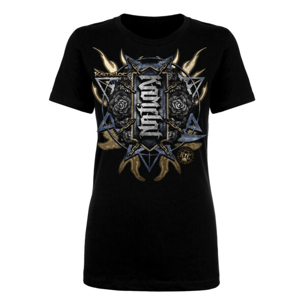MORTAL ALCHEMY - ROSES - ULTRA PREMIUM WOMEN'S S/S FITTED T-SHIRT - SOLID GRAPHITE BLACK Thumbnail